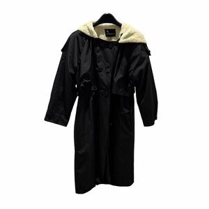 Black Double-Breasted Fleece-Lined Trench Coat